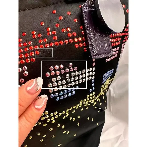 Coach Special Holiday Edition Tote Bag W/Multi Colored Rhinestones Black, EUC - Picture 6 of 12